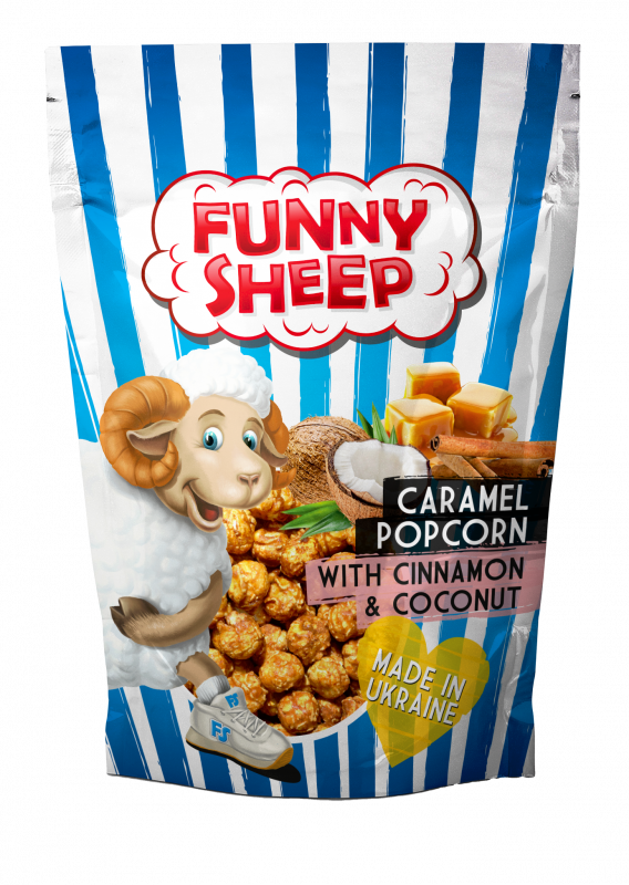 Caramel popcorn with cinnamon and coconut